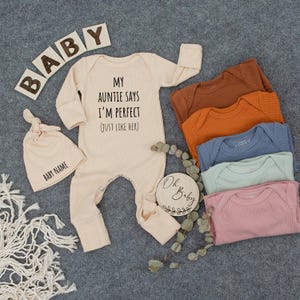 Personalized My Auntie Says I&#39;m Perfect Just Like Her Baby bodysuit, Auntie&#39;s Bestie, Newborn Baby outfit, Baby Shower gift, announcement