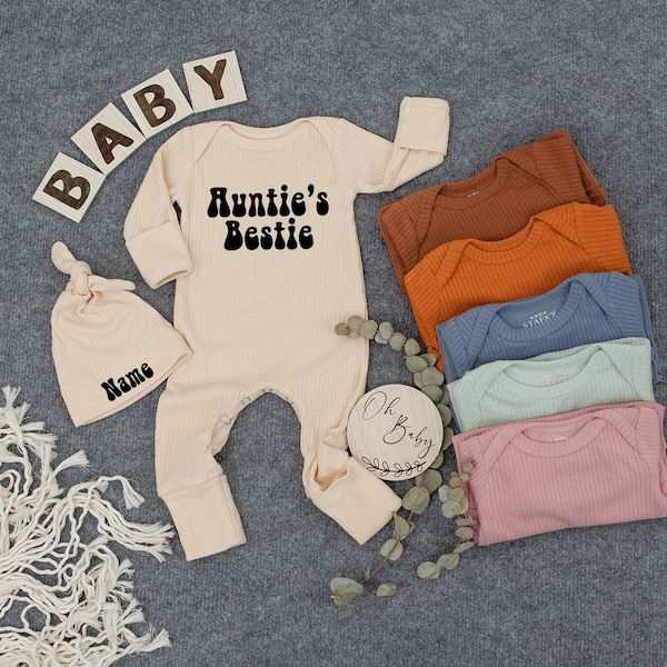 Custom Auntie's Bestie Bodysuit, Baby Sleepsuit Outfit, Cute Best Friend Newborn Outfit, Going home outfit, Auntie's Lil Dude, New Aunt Gift