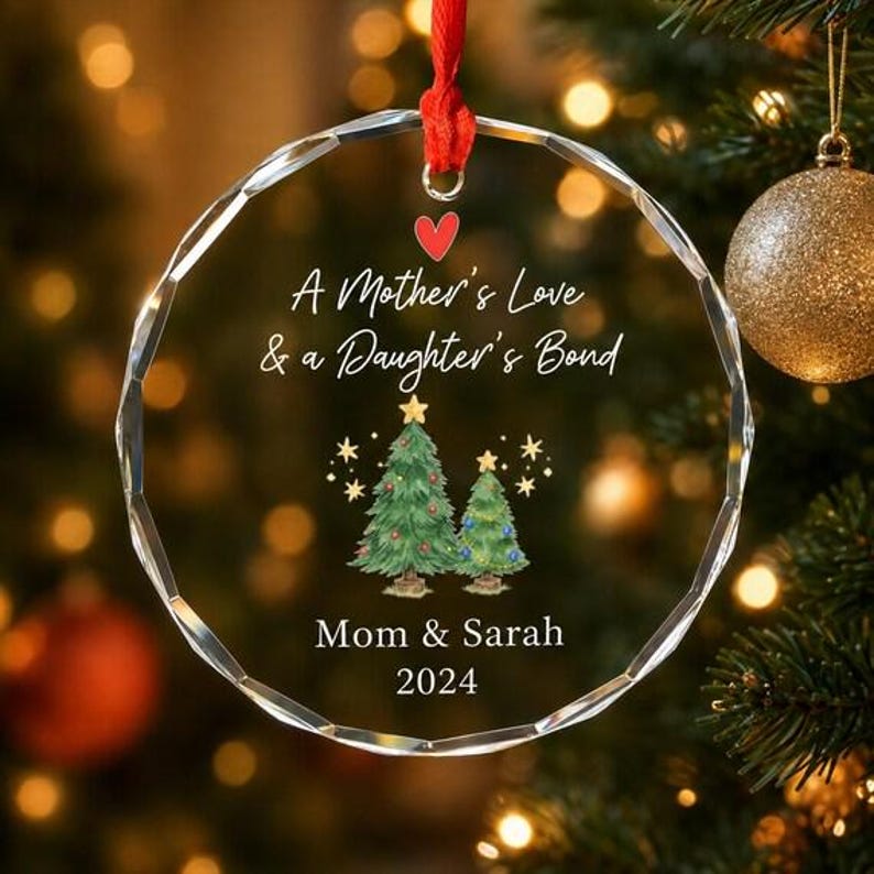 Custom Mother Daughter Christmas Ornament, Personalized Mom Gift