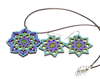 Color your own Mandala Pendant and Earring Kit