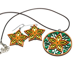 Color your own Flower Pendant and Earring Kit