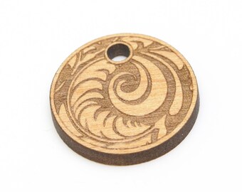 Round Swirly Engraved Wood Component