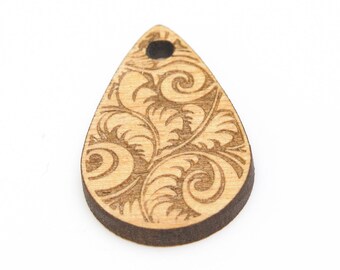 Teardrop Swirly Engraved Wood Component