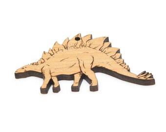 Stegosaurus Dinosaur Wood Pendant