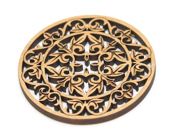 Mandala Filigree Wood Pendant