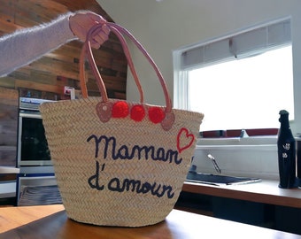 Panier osier  personalisable  idéal course plage chic et élégant