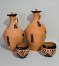Berber water carafe with matching glass, terracotta water jar, 2L and 3L clay pitcher, read the relay point description carefully.