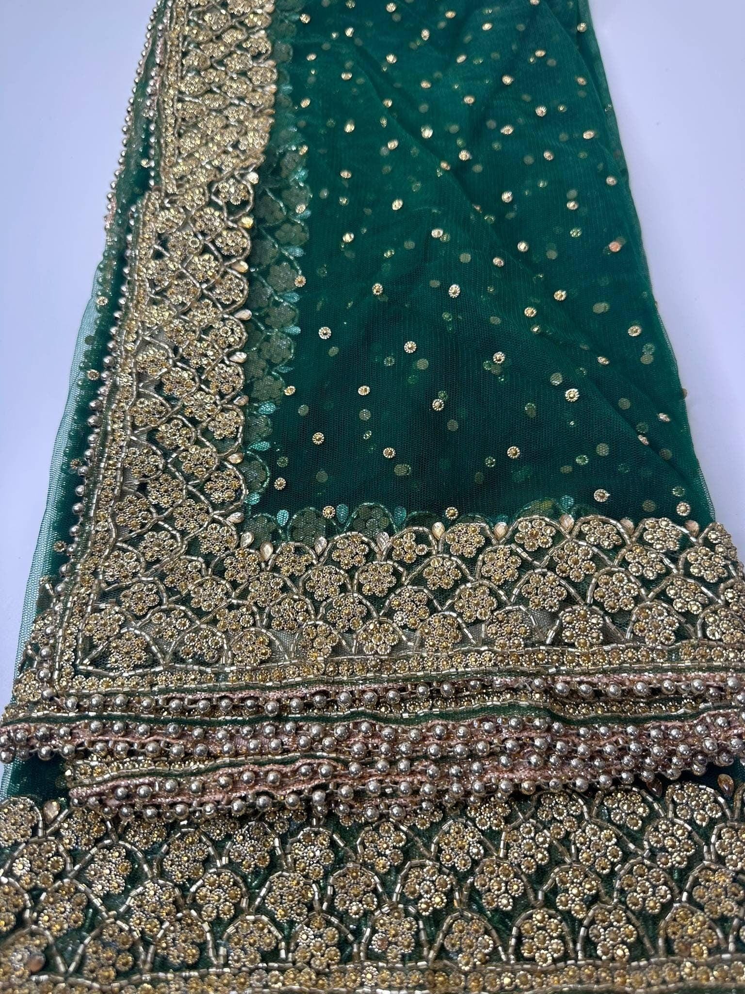 Traditional Inspired Embroidered Work Bridal, Wedding Wear Indian Dupatta, Beautiful Embroidered Zari Work Chunni