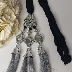 Izhaar Silver Color Traditional  Punjabi Paranda | Parandi Hair Accessory Braid Tassles |Hair Extension|Choti|For Karwachauth, wedding.