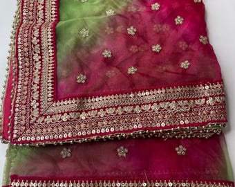 Dupatta india con bordados de inspiración tradicional para novias y bodas, hermosa chunni con bordados Zari