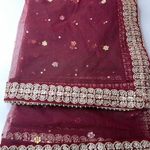 Traditional Embroidered Work Bridal, Wedding Wear Indian Dupatta, Beautiful Embroidered Zari Work Chunni