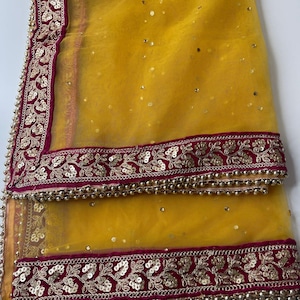 Traditional Inspired Embroidered Work Bridal, Wedding Wear Indian Dupatta, Beautiful Embroidered Zari Work Chunni