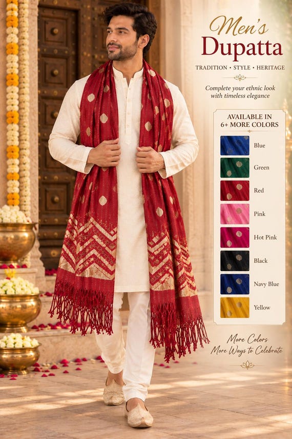Men’s Dupatta for Kurta/Sherwani/Achkan 80inX 36in