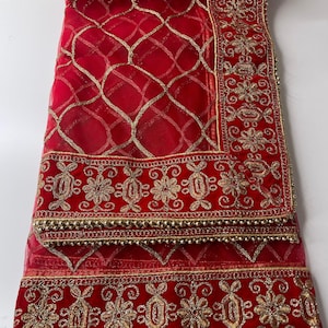 Traditional Embroidered Work Bridal, Wedding Wear Indian Dupatta, Beautiful Embroidered Zari Work Chunni