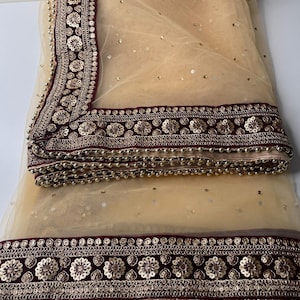 Traditional Inspired Embroidered Work Bridal, Wedding Wear Indian Dupatta, Beautiful Embroidered Zari Work Chunni