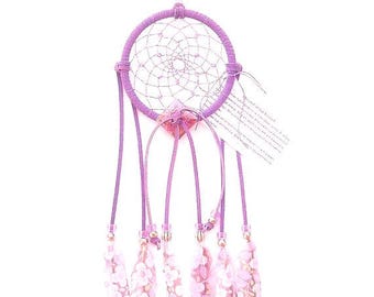 Purple Dream Catcher, Printed Floral Duck Feathers