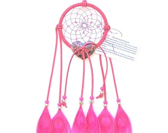 Hot Pink Dream Catcher, Peacock Eyes Feathers