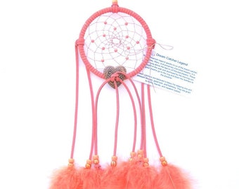 Coral Dream Catcher, Turkey Flat Feathers