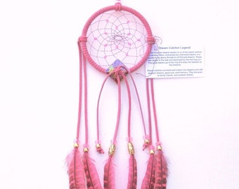 Candy Pink Dream Catcher, Hen Pheasant Feathers