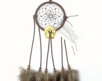 Chocolate Brown Dream Catcher, Bronze Turkey Flat Feathers