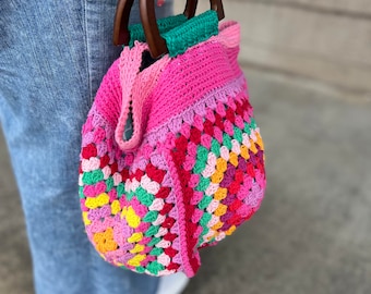 Bright Granny Square Handbag made by me