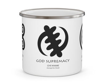 Siła i królewskość Adinkra Enamel Camping Mug
