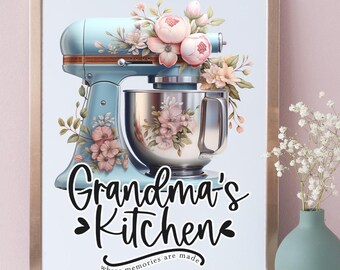 Grandma's Kitchen, Metal Sign, Vintage Mixer, Durable Signs, Mother's Day, Personalized Kitchen Sign