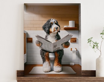 Bernedoodle Bathroom Sign, Metal Sign, Bathroom Art, Signs for Dog Lovers, Home Decor Signs, Unique Art, Doodles