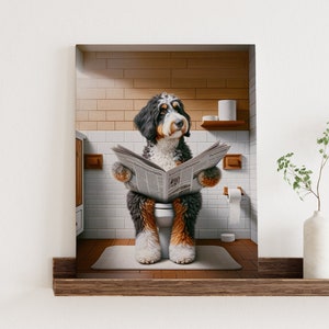 Enseigne de salle de bain Bernedoodle, plaque en métal, art de la salle de bain, enseignes pour les amoureux des chiens, enseignes de décoration intérieure, art unique, gribouillages