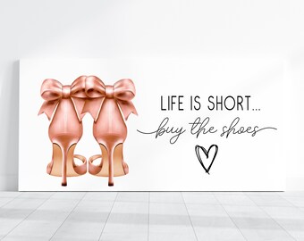 Witty & Sassy Metal Sign For Shelves, Trays, or Walls, Life is Short Buy the Shoes, Sign for Shoe Lovers, Metal Sign