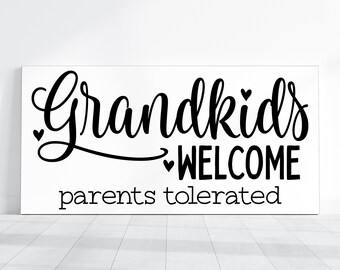 Grandkids Welcome Metal Sign, Humorous Grandparent Home Decor