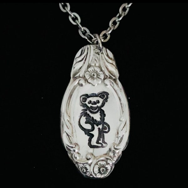 Recycled Silver Spoon Dead Necklace dancing bear