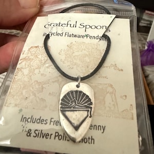 Recycled Silver Spoon Pendant Cats Down Under the Stars Grateful Dead