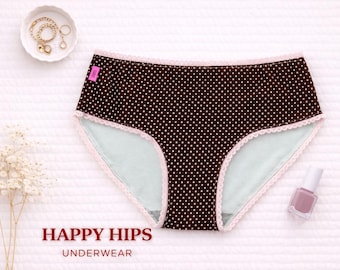 Womens Underwear |Bamboo| Pink Spots|Handmade| Inclusive Sizes 6-34