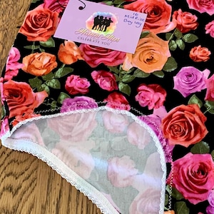 Biologisch katoenen ondergoed: lage, middelhoge of hoge taille | Zachte, comfortabele, handgemaakte damesslipjes | Milieuvriendelijke en natuurlijke bloemenprint
