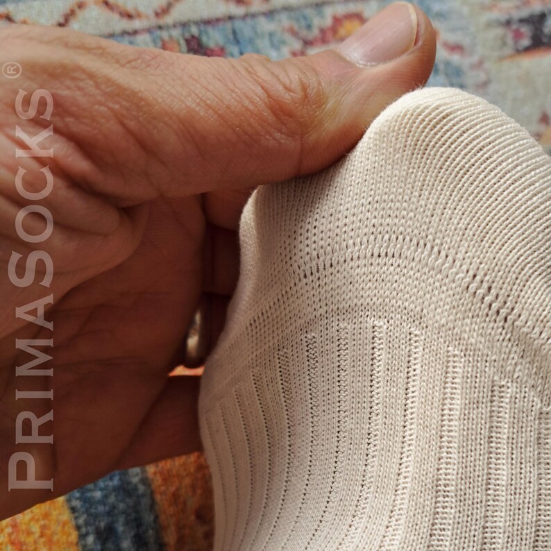 Reinforced heel and toe detail of these premium bed socks for maximum durability and comfort.