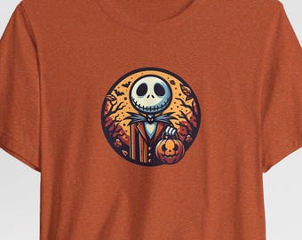 Jack Skellington Nightmare Unisex Tee, Halloween T-Shirt, Short Sleeve Shirt, Jersey Top, Halloween Costume