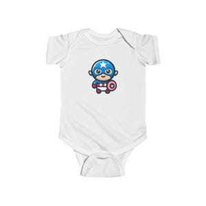 Marvel Disney Baby Captain America Romper, Infant Onesie, Superhero Baby Outfit, Avengers Baby Clothes, Comic Book Baby Costume image 1