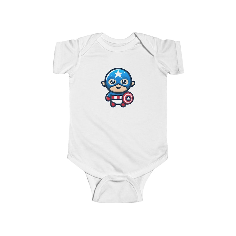 Marvel Disney Baby Captain America Romper, Infant Onesie, Superhero Baby Outfit, Avengers Baby Clothes, Comic Book Baby Costume image 1
