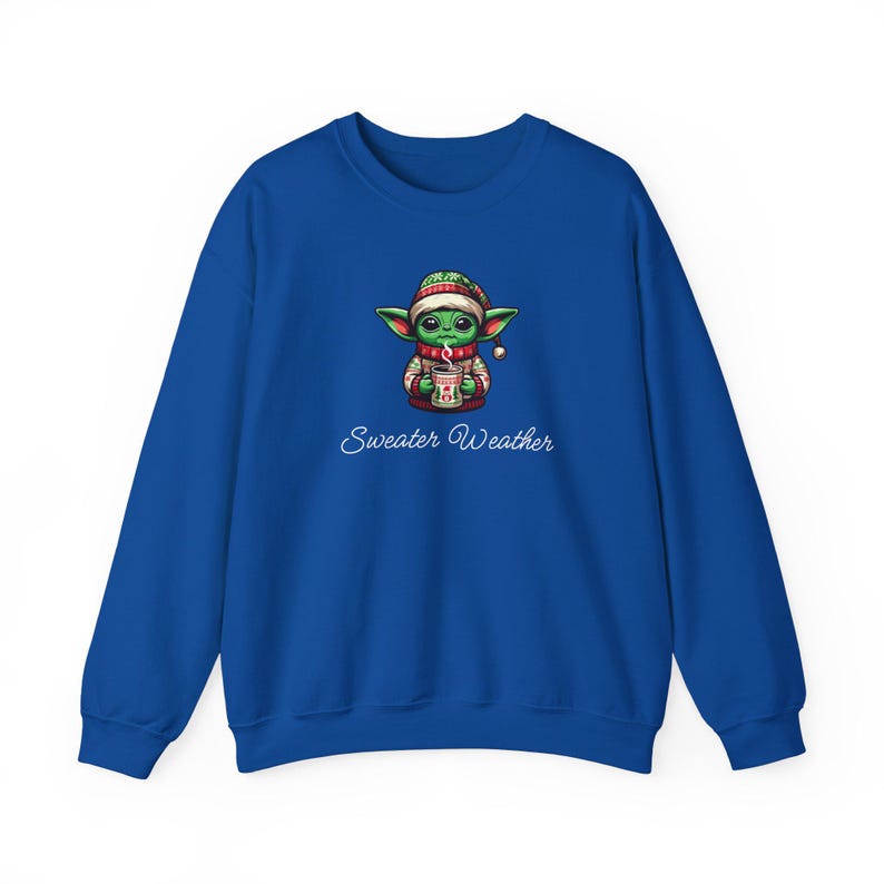 Suéter navideño con diseño de Baby Yoda y el clima: regalo navideño, fanático de Star Wars, amante de los mandalorianos, suéter acogedor, ropa festiva imagen 7