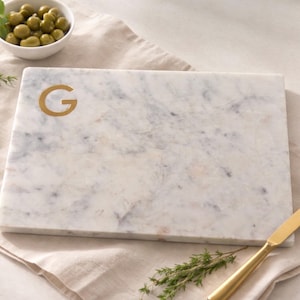 White Marble Charcuterie Board with Gold Initial G, Williams Sonoma Serving Tray