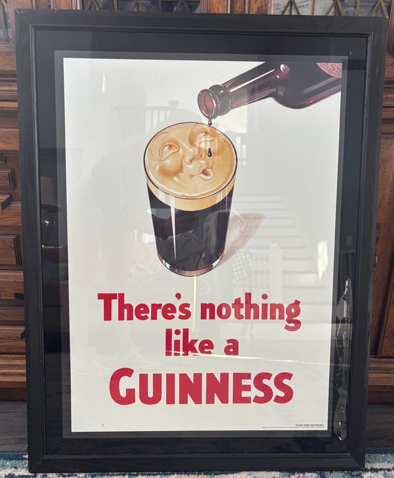 Vintage Guinness Beer Mirror Sign Framed Bar Wall Decor Man Cave Irish Pub Large image 12