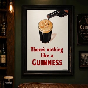 Vintage Guinness Beer Mirror Sign Framed Bar Wall Decor Man Cave Irish Pub Large image 1