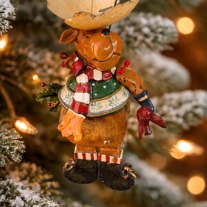 Vintage Wooden Moose Ornament – Jumping Jack Christmas Tree Decoration