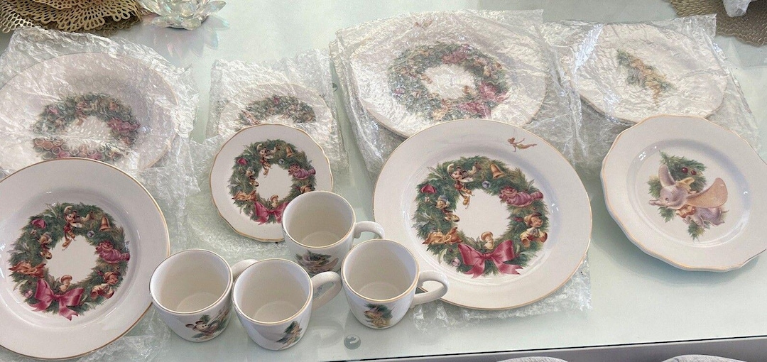 Vintage Disney Christmas China Plate Sets & Mugs Disney Characters