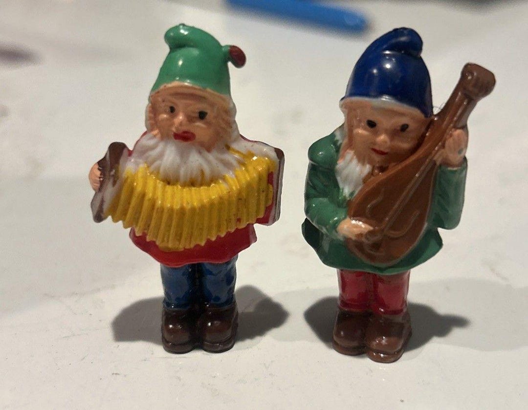 Vintage Elf/ Gnome Figures Play Musical Instruments Plastic Celluloid ...