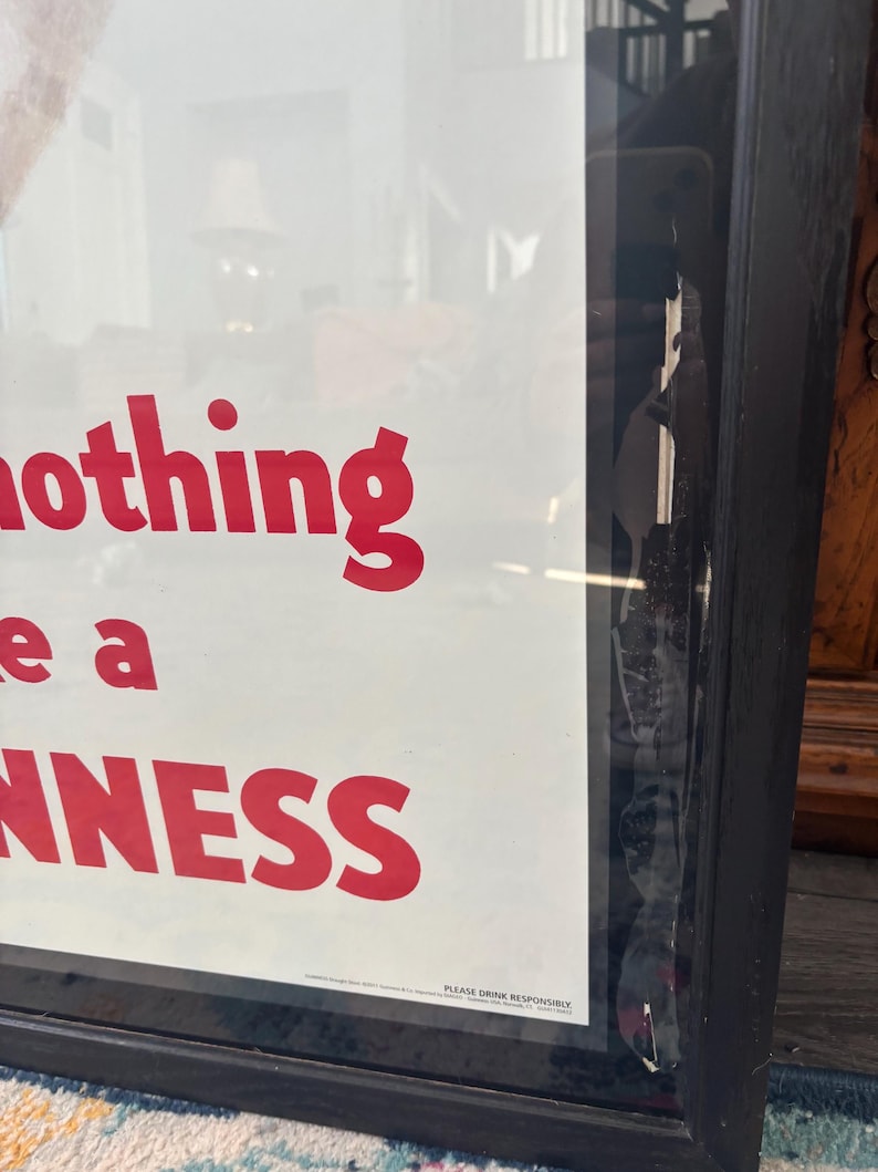 Vintage Guinness Beer Mirror Sign Framed Bar Wall Decor Man Cave Irish Pub Large image 4