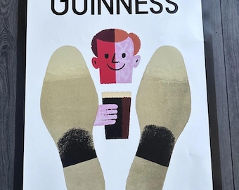 Affiche de chambre d'art mural après le travail Guinness Time 2011 Irish Beer - 22 x 30 Mid-century rétro