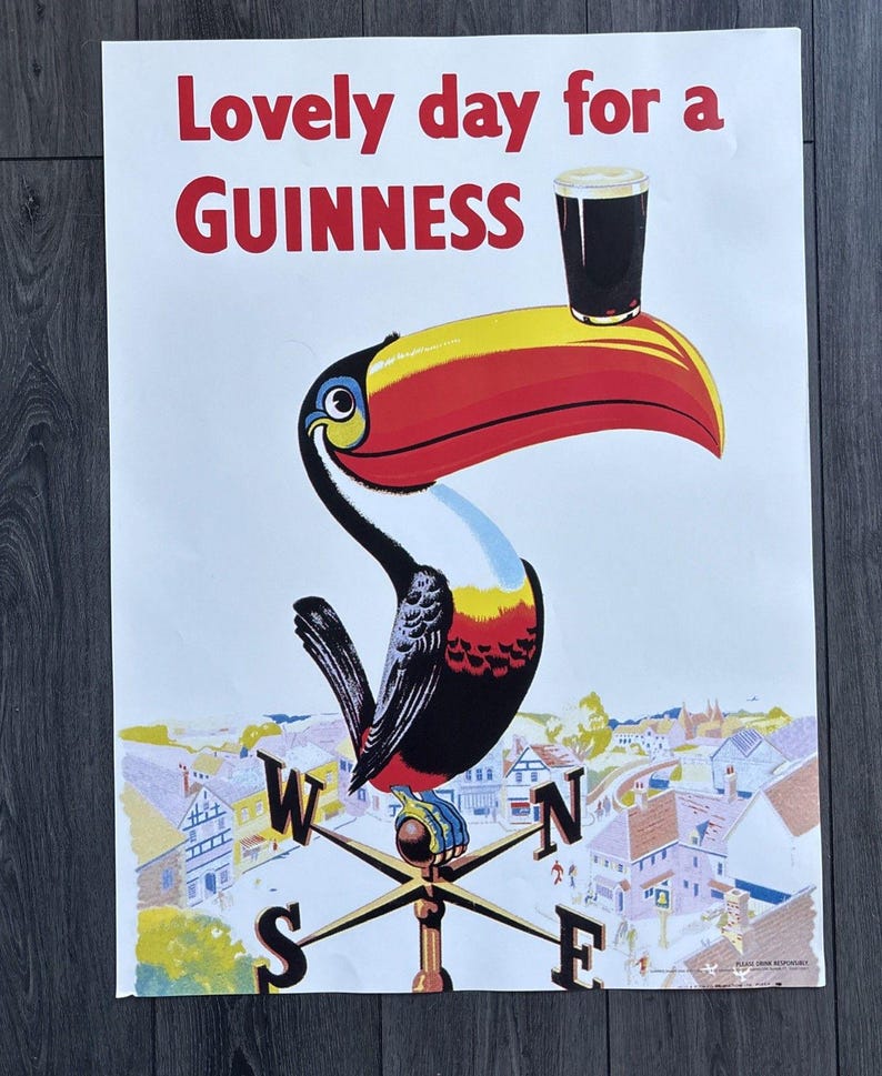 Guinness Time 2011 Irländsk Irlandöl Tukan Väggkonst Mitten av århundradet Rum Poster Man Cave bild 1