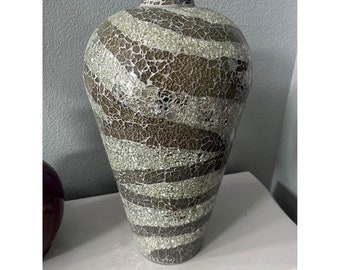 Italian mosaic crackled glass large floor vase